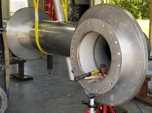 Gigantic Steel Pipe with Massive Metal Flanges