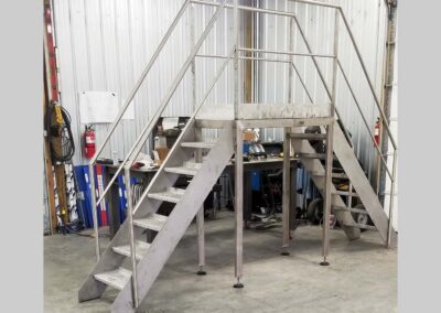 Custom Exterior Double Stairs with Platform and Safety Railing with Wheels Fabricated by Spartanburg Welding SC